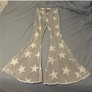 Altrd State Gray Star Pattern Flare Jeans